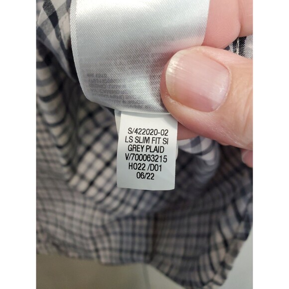 Old Navy Men's Gray Plaid Slim Fit  Pre Signature Button-Up Shirt Size XXL - Picture 6 of 6